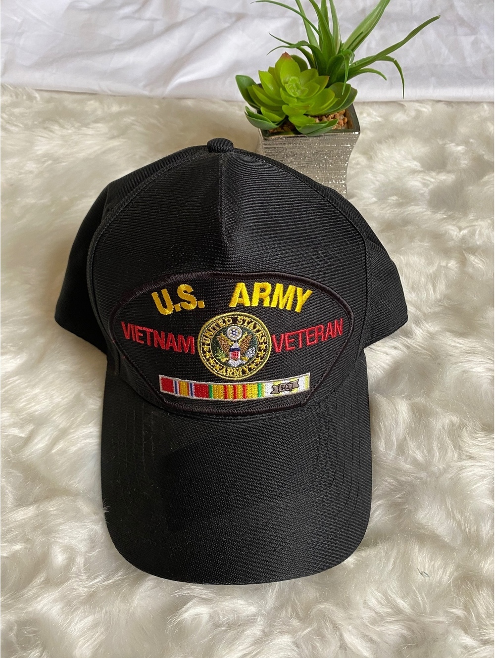 U.S. Army Vietnam Veteran Black Baseball Cap Hat